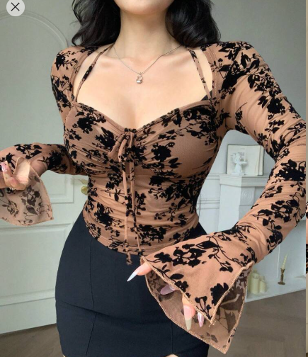 Shein 1pc Women 2 In 1 Drawstring Tie Camisole