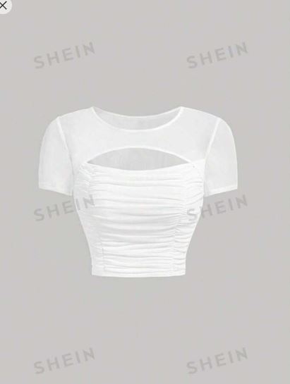 Shein MOD Cut Out Ruched Tee, S /