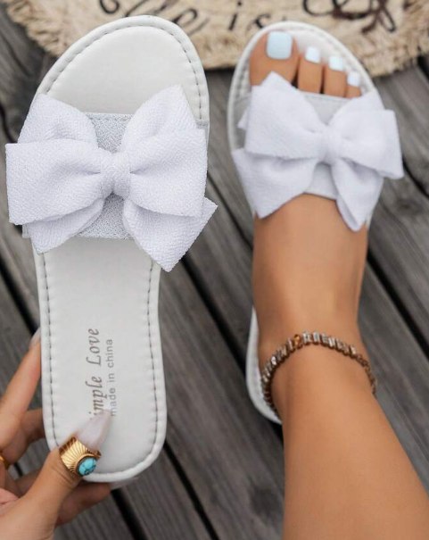 Shein Bow Decor Comfortable Sandals, Casual Flat Fashion Slippers, Size: 39 +
