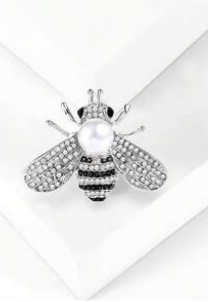 Shein Luxury Enamel Rhinestone Bee Brooches>