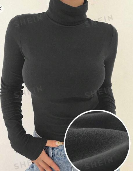 Shein Long Sleeve Turtleneck Thickened T-Shirt, M */