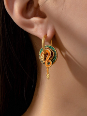 Shein 1 Pair Copper Alloy Macaroon Series Colorful Enamel Drop Earrings>