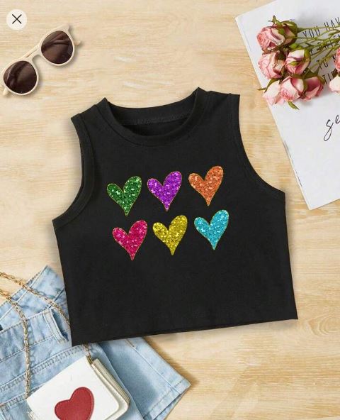 Shein Young Girls' Letter Printed Round Neck Cropped Tank Top +