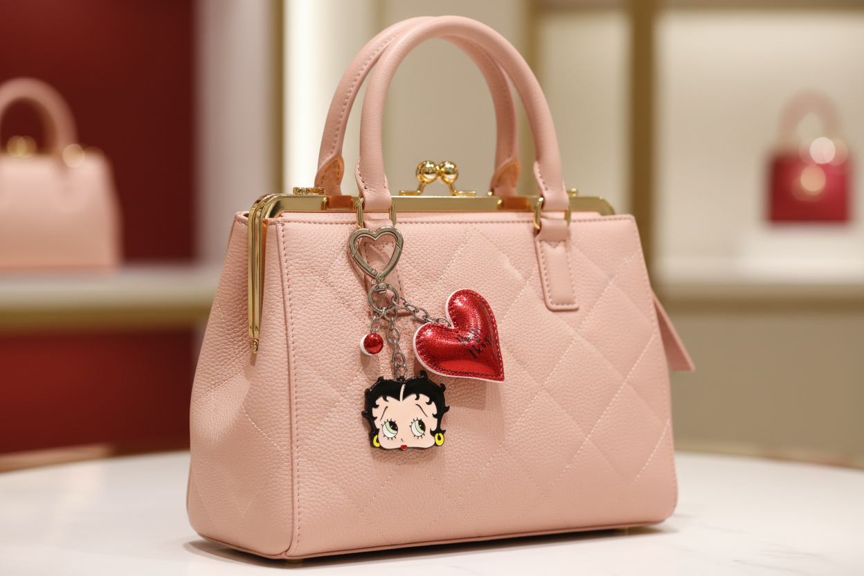 Shein Betty Boop x Shein Cartoon Character 3D Heart Keychain -.