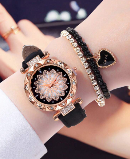 Shein 3pcs Fashionable, Simple And Versatile Women's Quartz Watch +