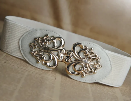 Shein belt Waistband Leather Korean Style Elegant Faux  Round Buckle Waist Belt +