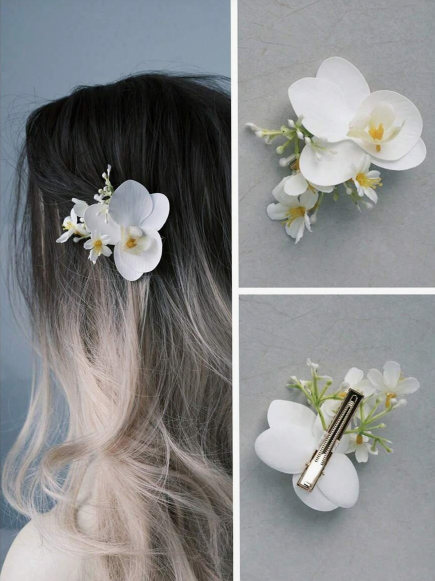 Shein 1pc Minimalist Faux Flower Leaf Hair Clip Decor +