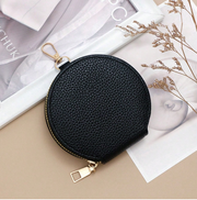 Shein Mini Round Earphone Pouch With Litchi Texture Key Holder >