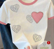 Shein Teen Girls' White Cute Heart Love Print Graphic T-Shirt, 14T -.