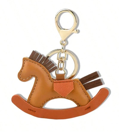 Shein Little Horse Pendant Shake Leather Car Keychain ---