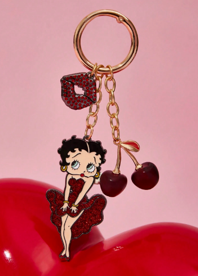 Shein Betty Boop Fashionable & Elegant 3D Cherry Shiny Alloy Keychain +