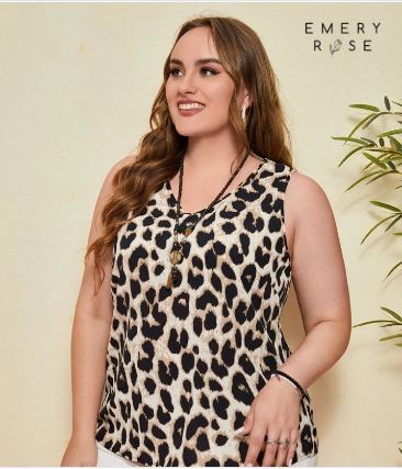 Shein Plus V-Neck Leopard Top */