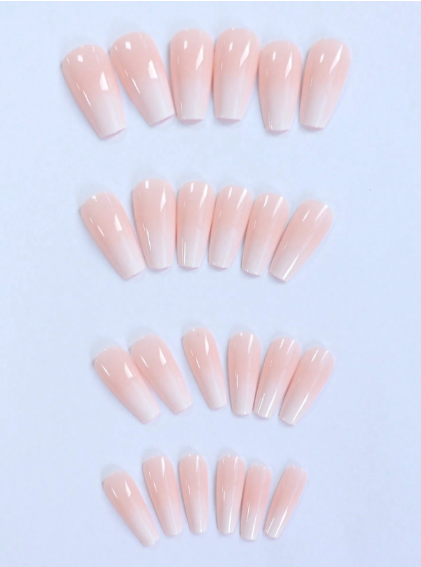 Shein French Ballerina Nail Waterproof Faux Medium Coffin False Nails -.