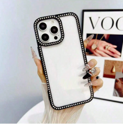 Luxury Shiny Rhinestone Glitter Hard Acrylic 1pc Transparent Phone Case>