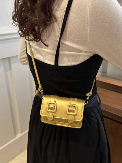 Shein Mini Fashion Solid Color Simple Flip Shoulder Bag -.