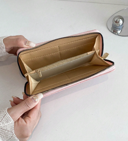 Shein Embossed Detail Minimalist Pink Slim Long Wallet -.