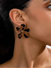 Shein 1 Pair Plush Leopard Floral Earrings >