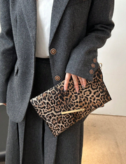 Shein Fashionable Solid Color Crocodile Texture Clutch Envelope Bag -.