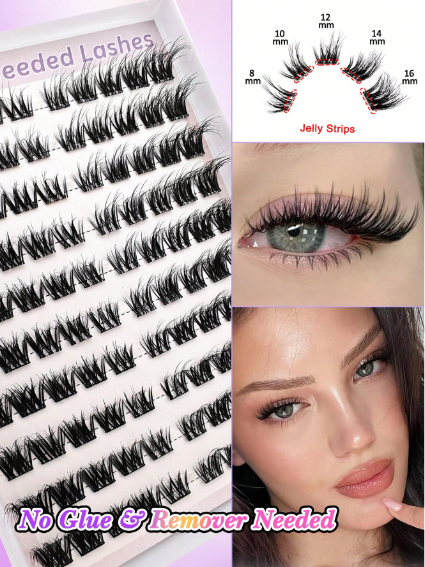 Shein 100pcs Glue-Free Self-Adhesive Fluffy Faux Mink Eyelashes, Code: SL103- AX -.