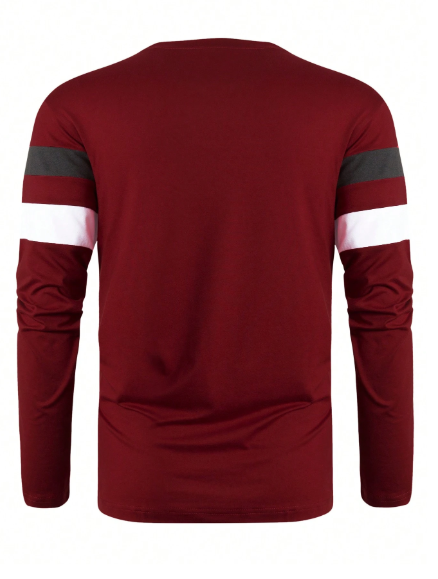 Shein Men's Fitness Beach Holiday Round Neck Long Sleeve T-Shirt, L -.
