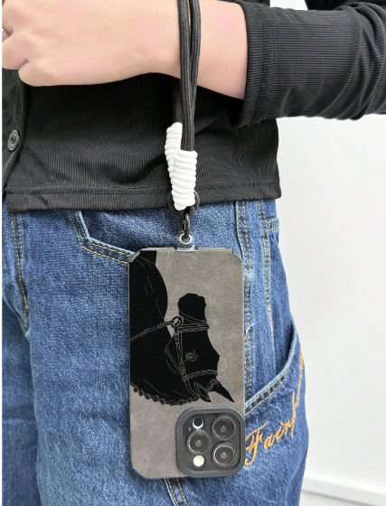 1pc Horse Mobile Phone Case With Wrist Strap>