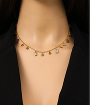 Shein 1pc Colorful Dopamine Molecule Design Stainless Steel Necklace>