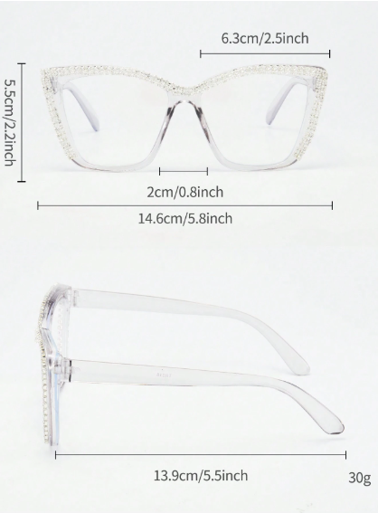 Shein Women Square Cat Eye Large Frame Versatile Vintage Regular Glasses >