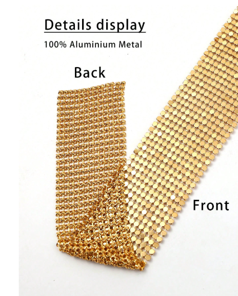 Shein 1pc Gold Metallic Mesh Sequin Shiny Nightclub Party Scarf Necktie >