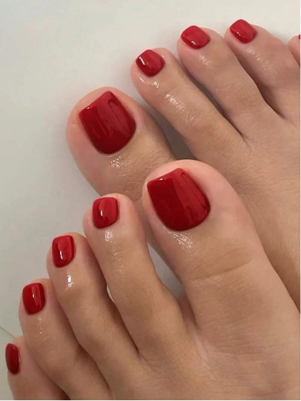 Shein 24 PCS - Red Toenails Fake Toe Nails +