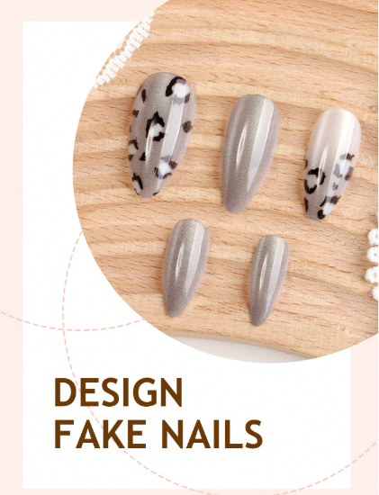 Shein Leopard Gradient Design, Minimalist Style, Smooth Surface Nails -.