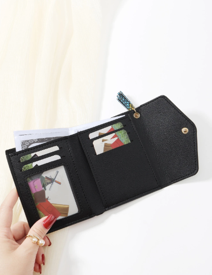 Shein Snake Contrast Color Metal Heart & Tassel Decor Coin Pocket -.