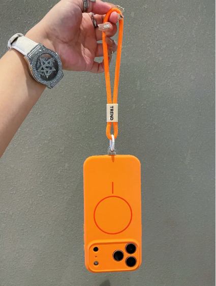 Luxury Magnetic Matte Liquid Protective Silicone Orange Color Phone Case >