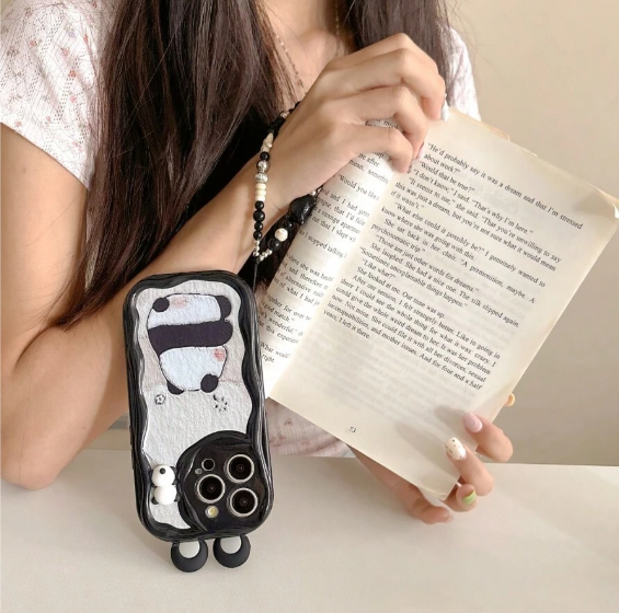 Shein 1pc 3D Liquid Panda Silicone Phone Case with Strap Accessories>