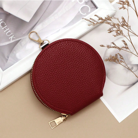 Shein Mini Round Earphone Pouch With Litchi Texture Key Holder >
