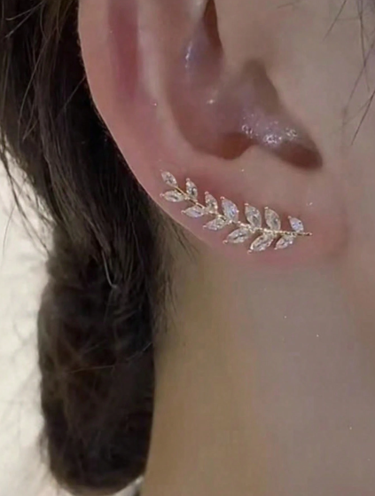 Shein Women's Elegant Wheat Ear Silver Hoop Earrings