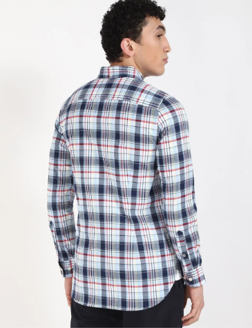 Tommy Men's Blue Tartan Checked Shirt, XXL