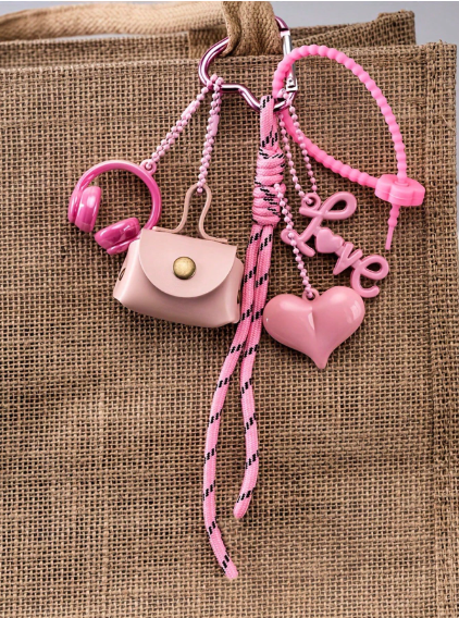 Shein Yogodins Pattern Bag Charm Keychain >