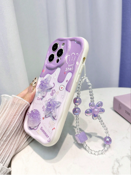 1pc Cartoon Starfish Shell Pattern Painted Protective Phone Case >