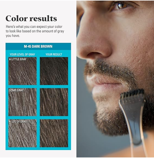 Just For Men Mustache & Beard, Beard Dye for Men - Dark Brown, M-45, Pack of 1 +