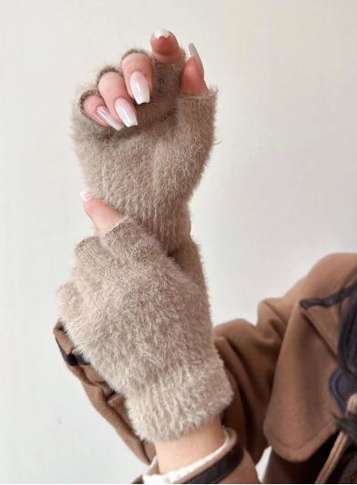 Shein Thickened And Warm Anti-Cold Touch Screen Fingerless Gloves -.