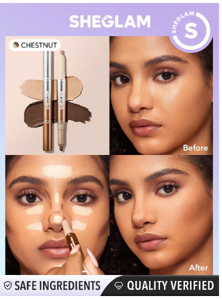 Sheglam Fine Line 2-IN-1 Nose Contour & Highlight Pen - Chestnut -.