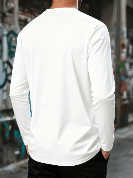 Shein Men's Solid Color V-Neck Long Sleeve Casual T-Shirt -.