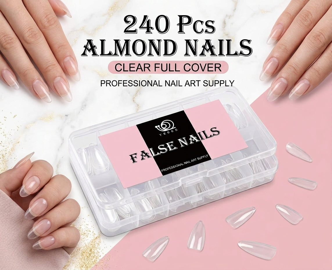 Shein 240pcs Full Coverage Press-On Nail Tips (Almond) >
