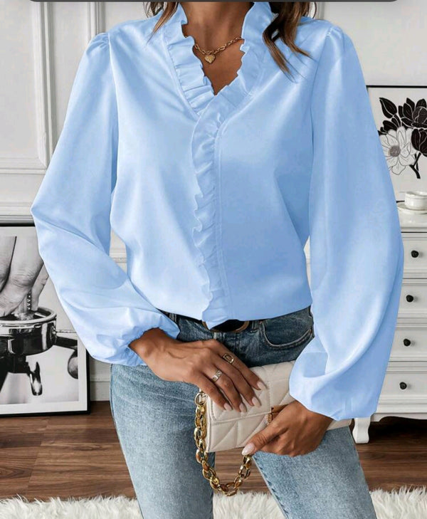 Shein Summer Casual Elegant Ruffle V-Neck, XXL +