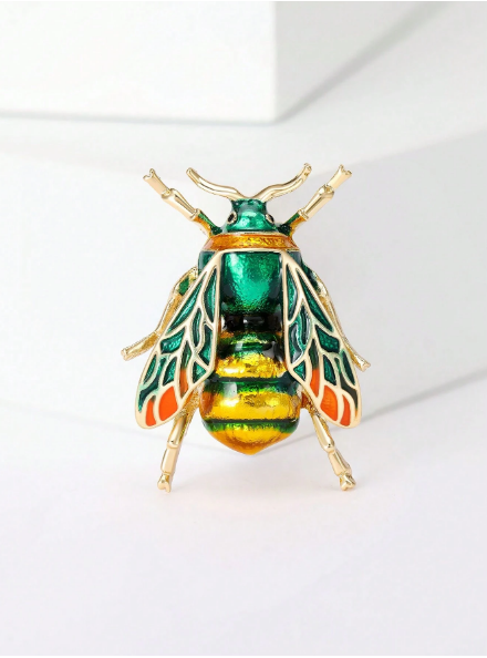 Shein Luxury Enamel Rhinestone Bee Brooches Insect Pins>