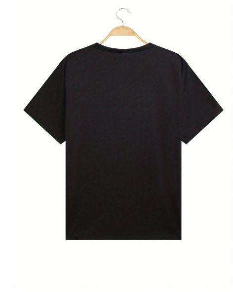 Shein Rhinestoned Coffee Print Black T-Shirt, XL -.