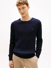 Tommy Flag Embroidery Cable Knit Jumper +