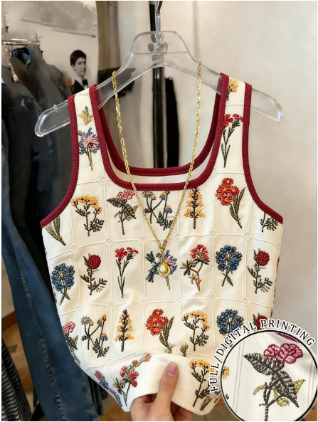Shein Floral Embroidered Scoop Neck Fitted Camisole >