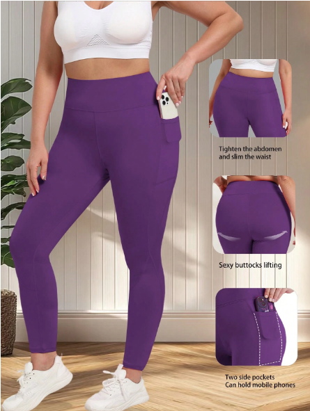 Shein Plus Size Leggings With Pockets Stretchy Leggings, 3XL -.