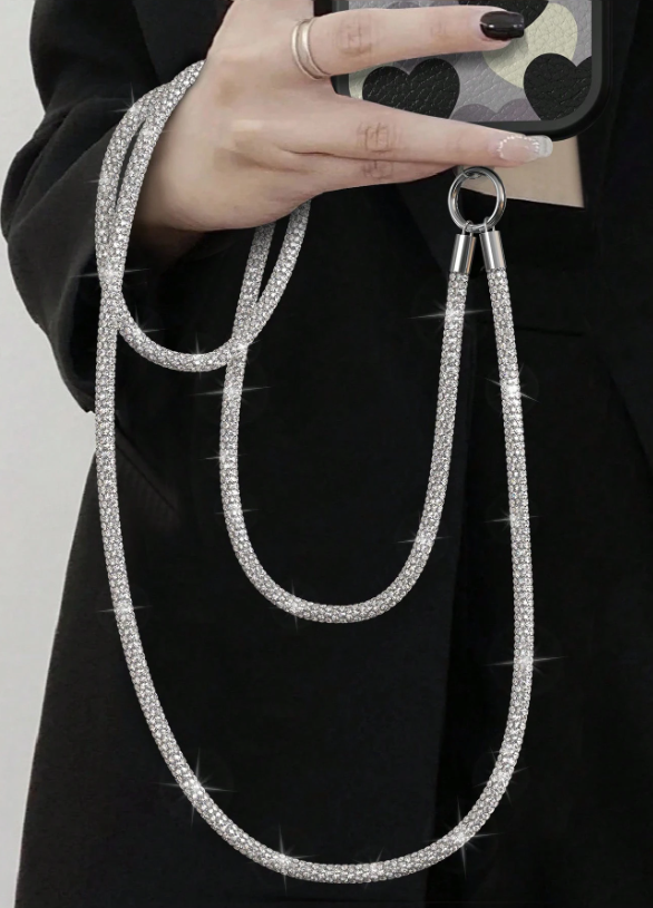 1 Piece Low-Key Bling Sparkling Cell Phone Lanyard Glitter Phone Strap Anti-Lost Lanyard +